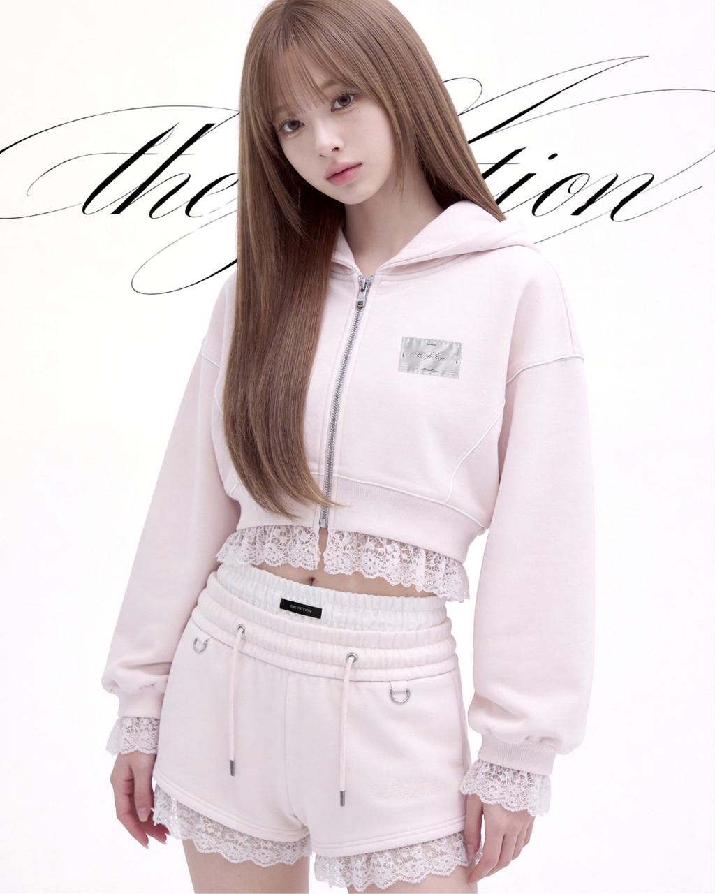 Lace Hem Zip Long Hoodie
