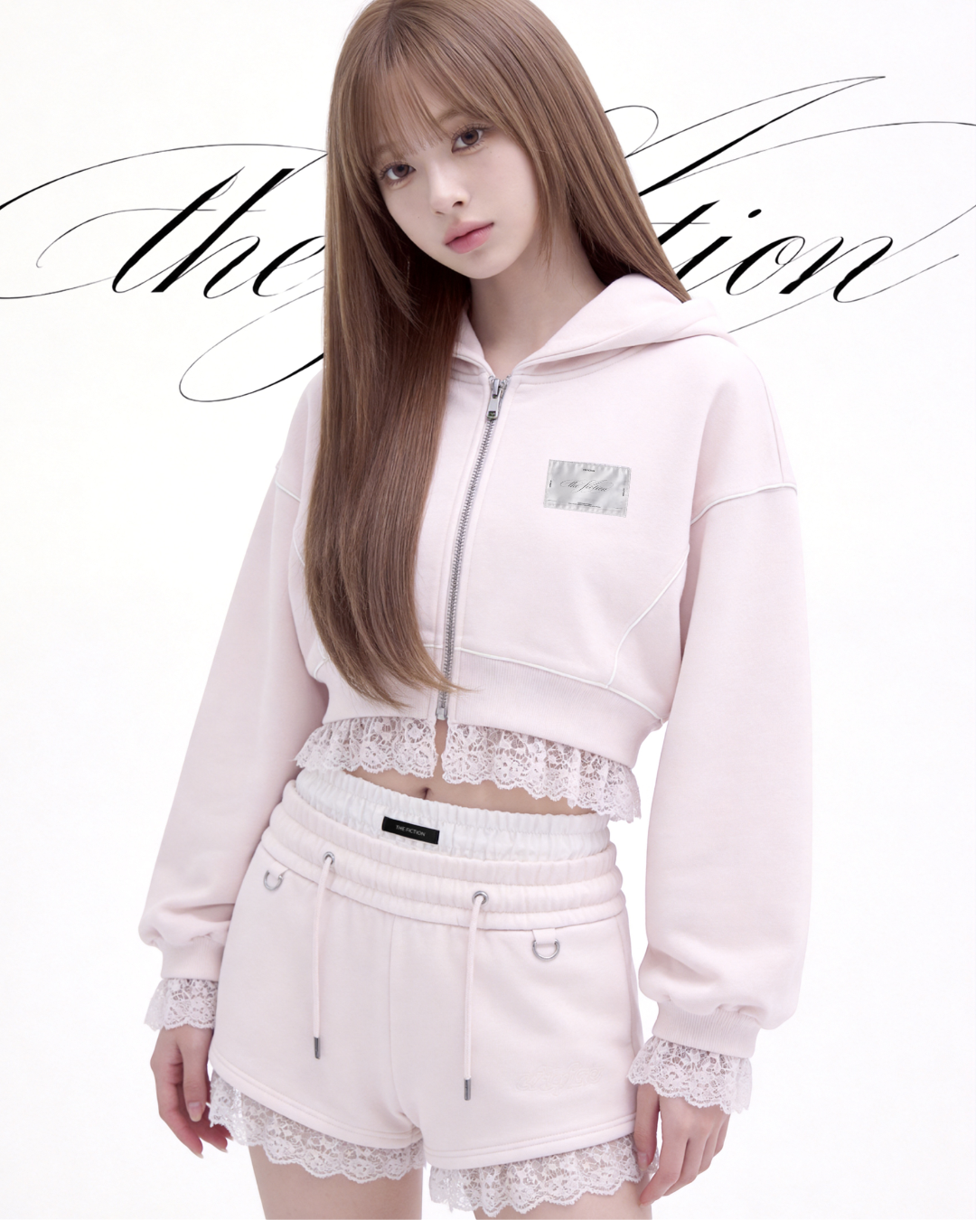 Lace Hem Zip Long Hoodie