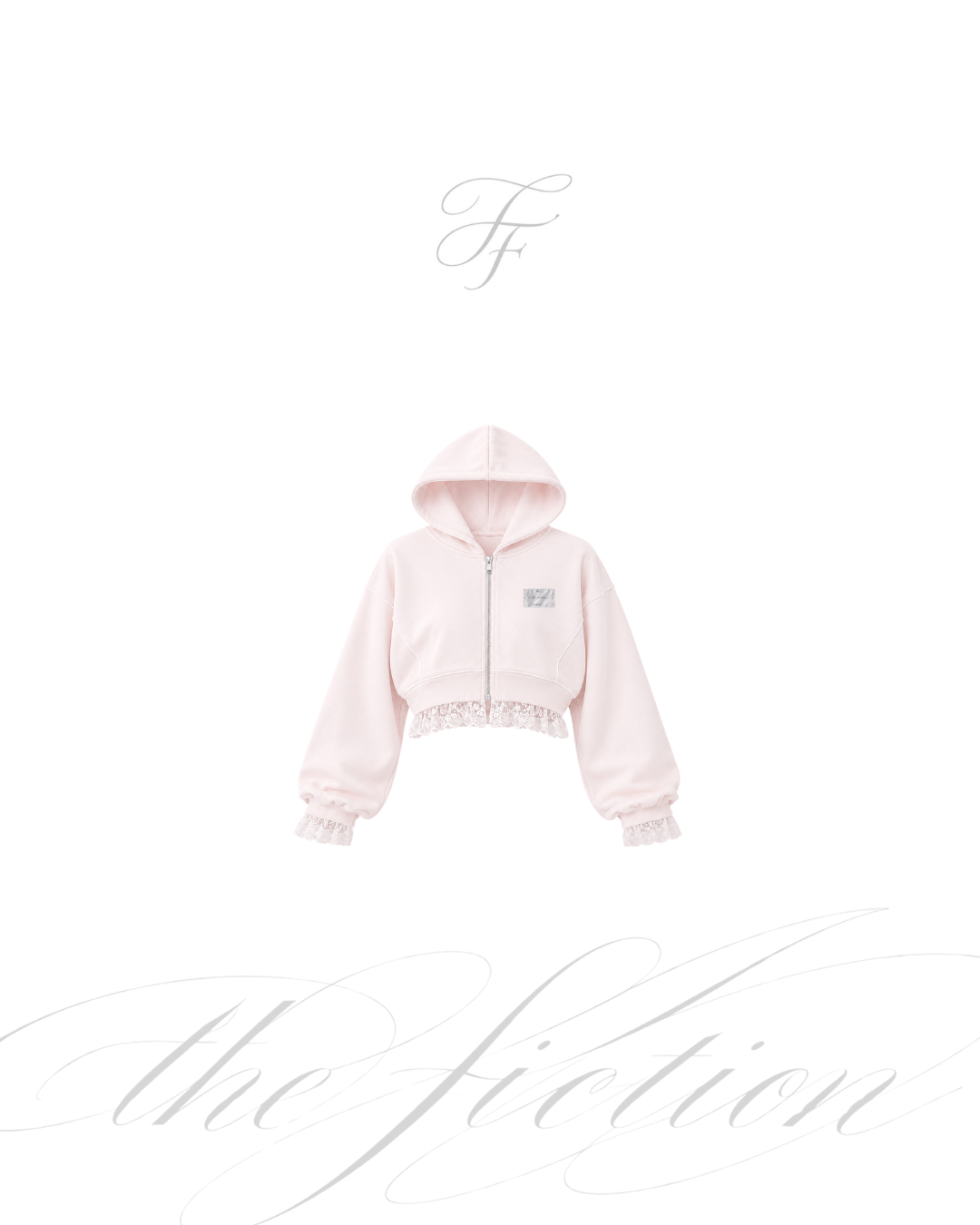 Lace Hem Zip Long Hoodie
